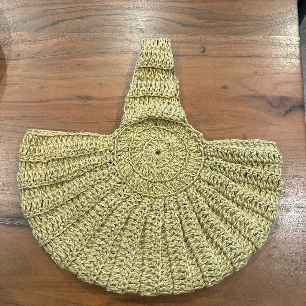 Artisan Crochet Straw Bag with Crochet Detail-Packable - Picture 6 of 7
